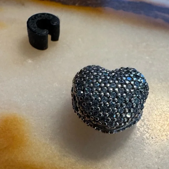 Pandora 925 Sterling Silver Open My Heart Clip w/ Clear CZ Stone - Picture 5 of 9